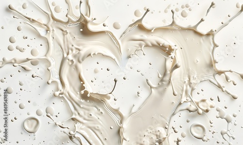 Dynamic Milk Splashes Forming a Heart Shape, Cut Out on White