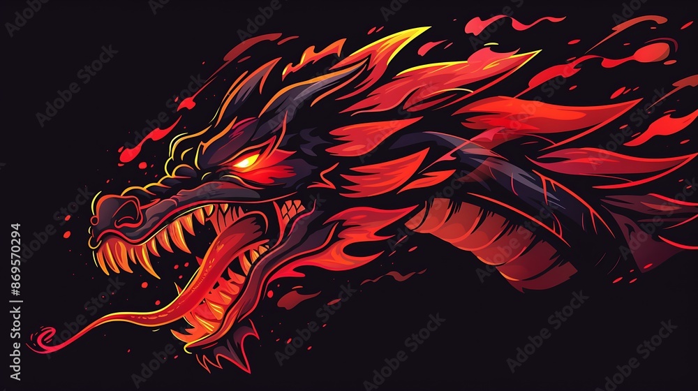Fototapeta premium Fiery Dragon Illustration