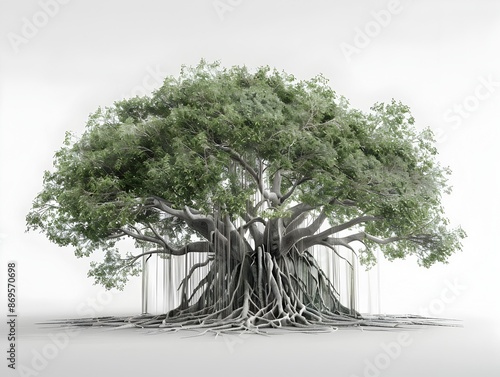 Majestic Banyan Tree A Dreamlike Digital Masterpiece of Nature s Grandeur photo