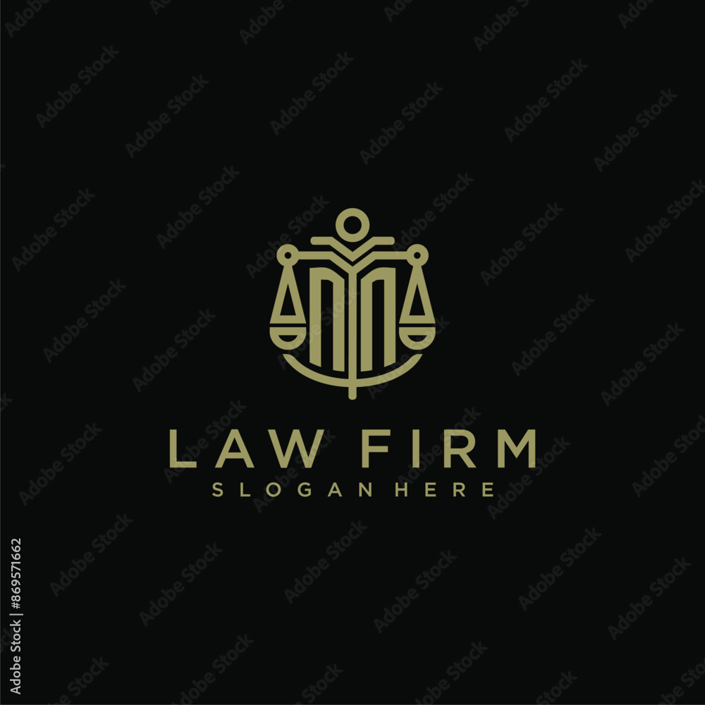 NN initial monogram logo for lawfirm with scale vector design NN initial monogram logo for lawfirm with scale vector design