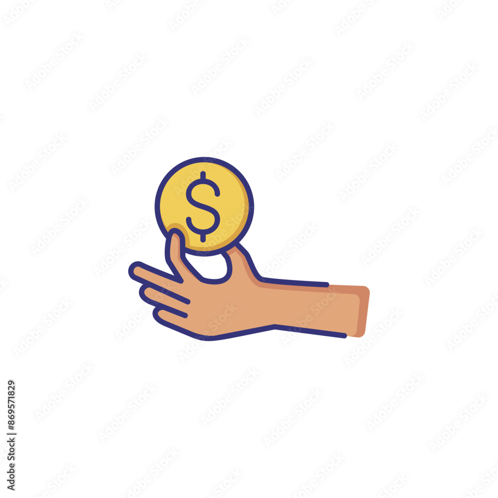 Income line icon. Hand, coin, dollar, cash, holding. Finance management concept. Can be used for topics like business, earning, salary, investment Income line icon. Hand, coin, dollar, cash, holding. Finance management concept. Can be used for topics like business, earning, salary, investment