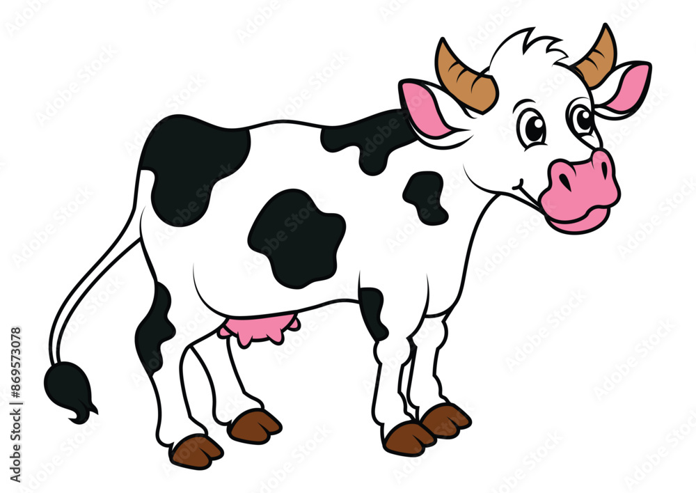 Cartoon Cow Vector Flat Design Isolated on White Background Cartoon Cow Vector Flat Design Isolated on White Background
