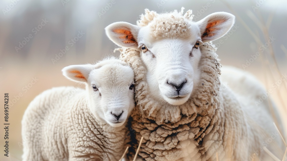 Obraz premium sheep and lamb isolated on white