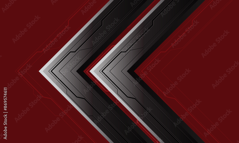 Abstract silver arrow cyber direction geometric on red design modern futuristic technology creative background vector Abstract silver arrow cyber direction geometric on red design modern futuristic technology creative background vector