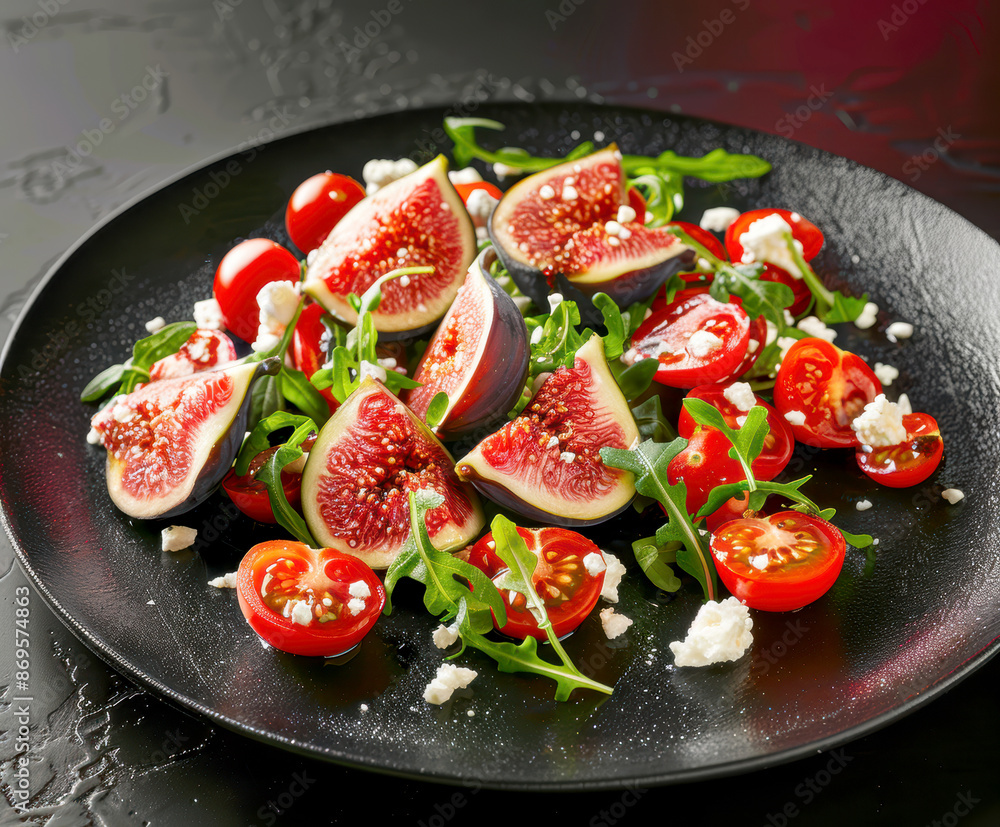 salad composed of fresh figs, cherry tomatoes, and crumbled feta cheese. AI generative. salad composed of fresh figs, cherry tomatoes, and crumbled feta cheese. AI generative.