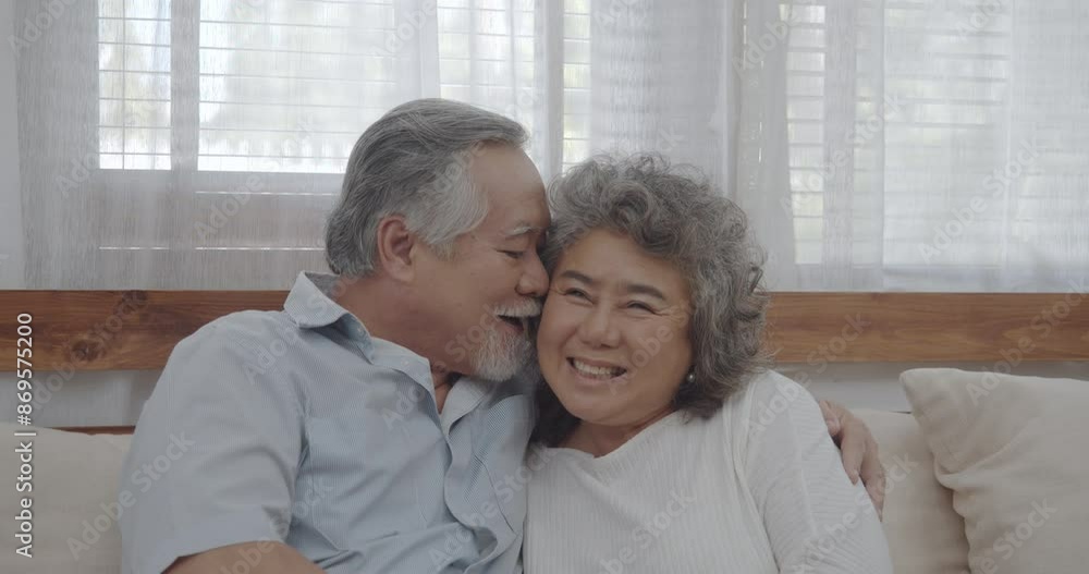 Asian elder couple enjoy ralaxing and rest at home Asian elder couple enjoy ralaxing and rest at home