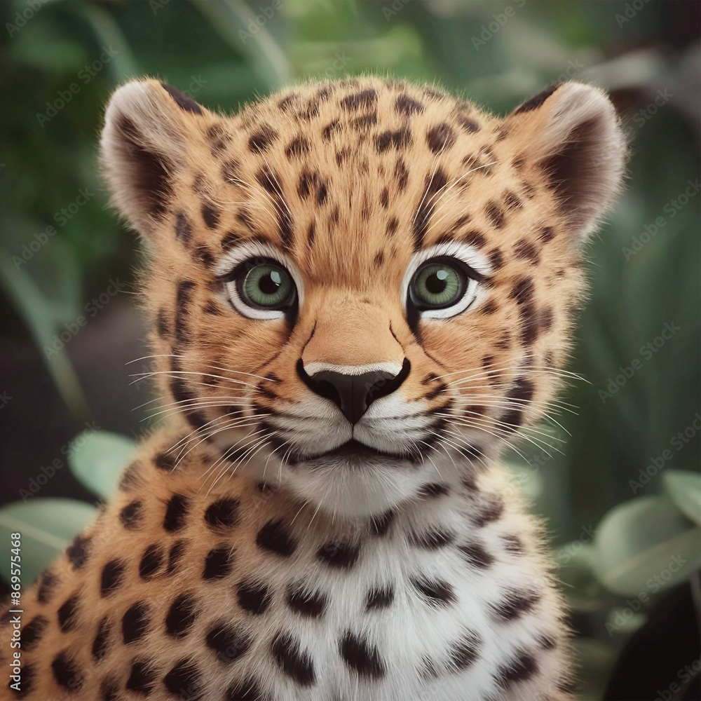Naklejka premium cute baby leopard
