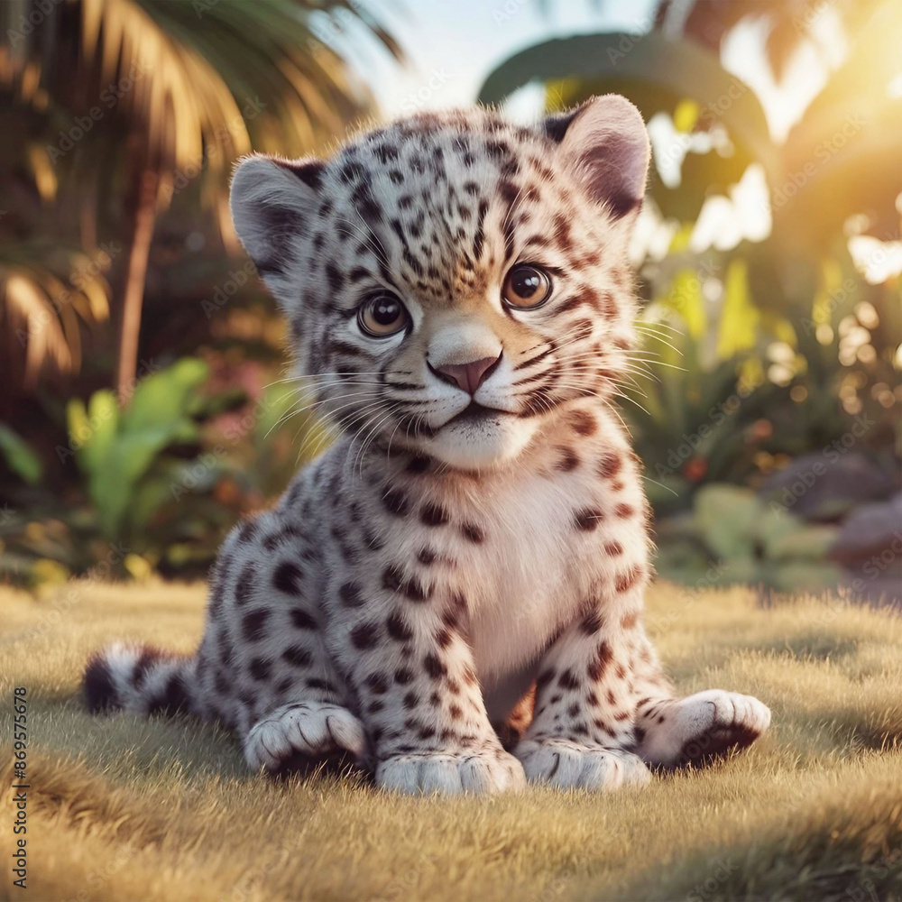 Fototapeta premium cute baby leopard