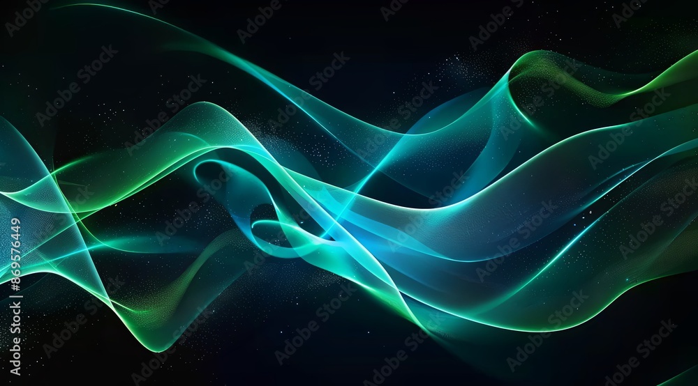 Obraz premium fondo abstracto tecnológico ondas verdes y azules