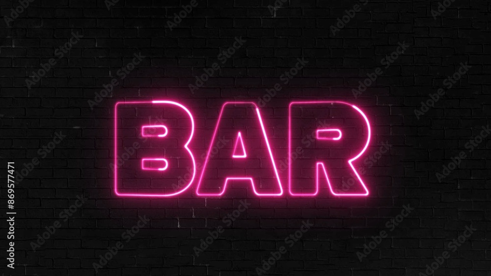 Bar text font with light. Luminous and shimmering haze inside the letters of the text Bar. Bar neon sign. Bar text font with light. Luminous and shimmering haze inside the letters of the text Bar. Bar neon sign.
