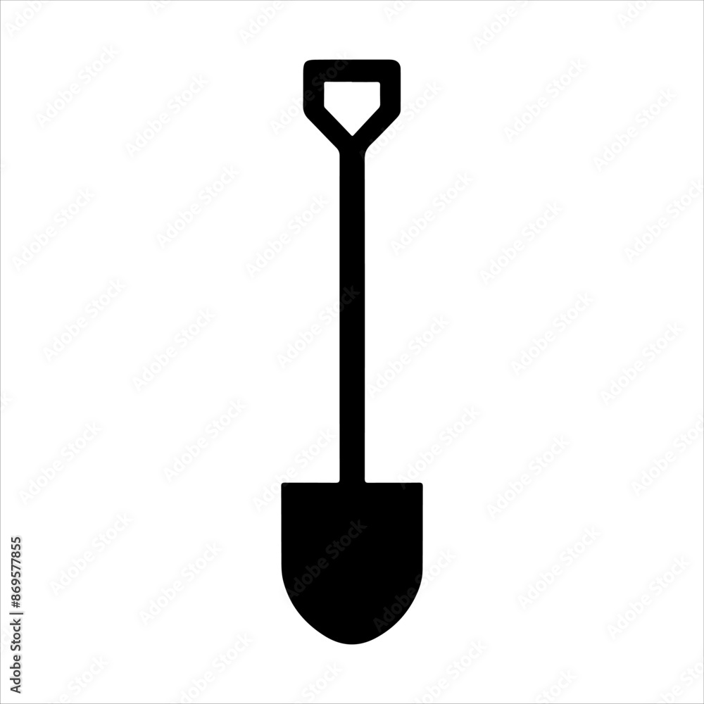Shovel silhouette on white background. Shovel icon flat vector illustration design. Shovel silhouette on white background. Shovel icon flat vector illustration design.