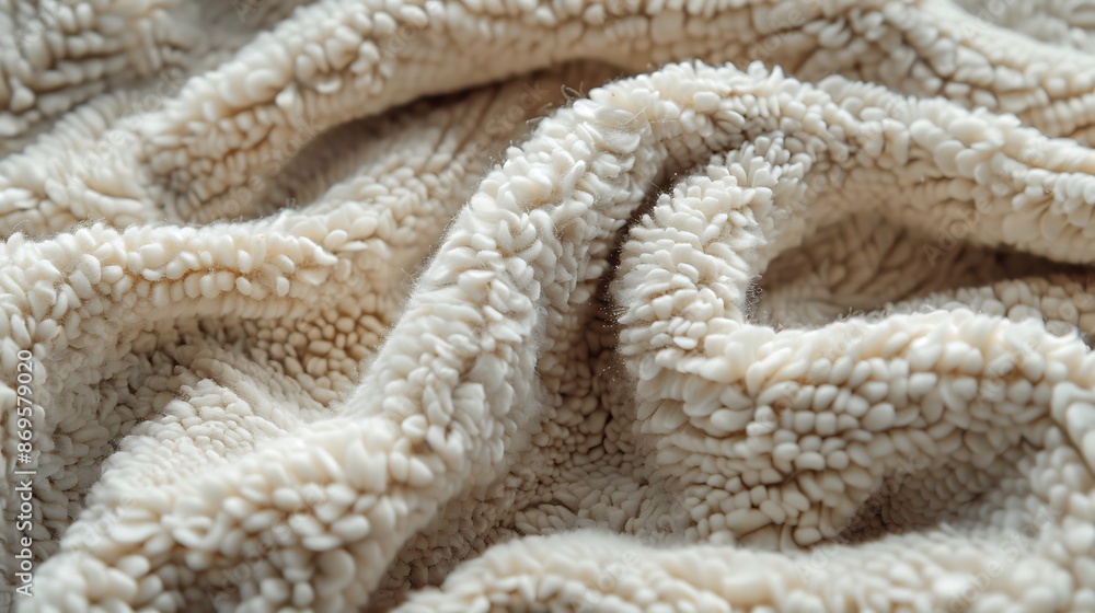Close-up of a Soft, White, Fuzzy Fleece Fabric Close-up of a Soft, White, Fuzzy Fleece Fabric