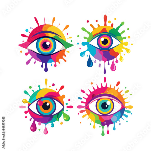 Wallpaper Mural set of colorfull eyes Torontodigital.ca