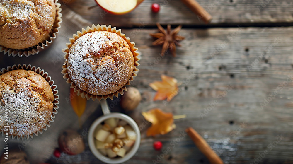  Spiced Apple and Carrot Muffins. AI generative.