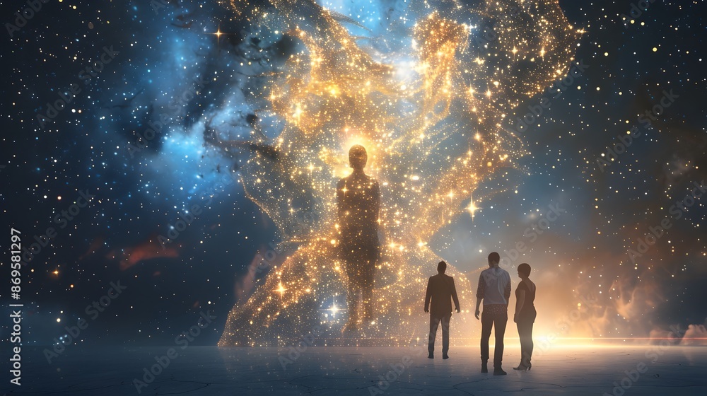 Team of Corporate Professionals Sculpting a Surreal Stardust Statue:A Collaborative Vision Team of Corporate Professionals Sculpting a Surreal Stardust Statue:A Collaborative Vision