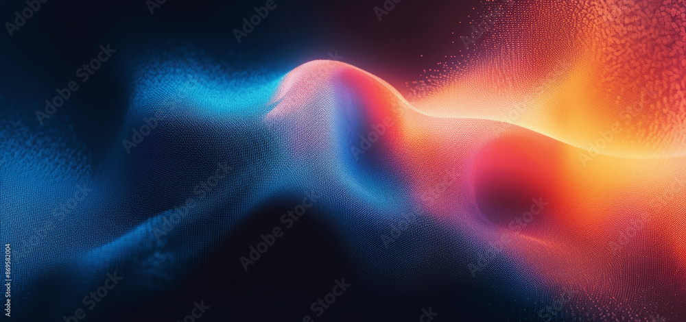 Fototapeta premium Abstract Grainy Gradient Background Blue Orange Red Colorful Glowing Wave Black Backdrop Banner Poster Design
