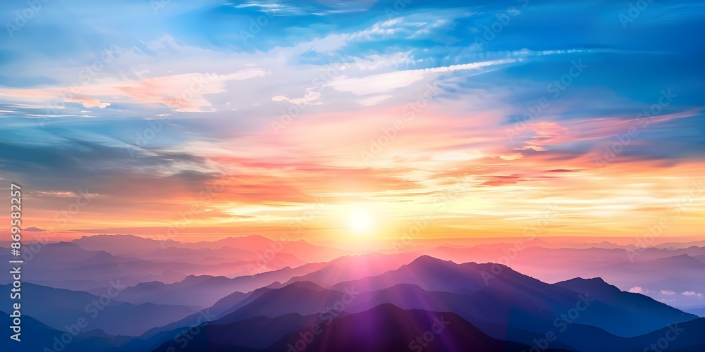 Vibrant Sunset Scenery Mountain Range with Bright Skies and Clouds. Concept Nature Photography, Sunset Views, Mountain Landscapes, Sky Atmosphere, Colorful Horizon Vibrant Sunset Scenery Mountain Range with Bright Skies and Clouds. Concept Nature Photography, Sunset Views, Mountain Landscapes, Sky Atmosphere, Colorful Horizon