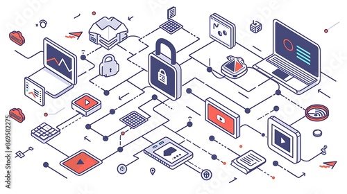 Wallpaper Mural Cybersecurity Network Illustration Torontodigital.ca