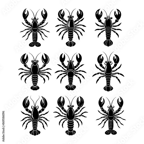 set of lobster silhouettes