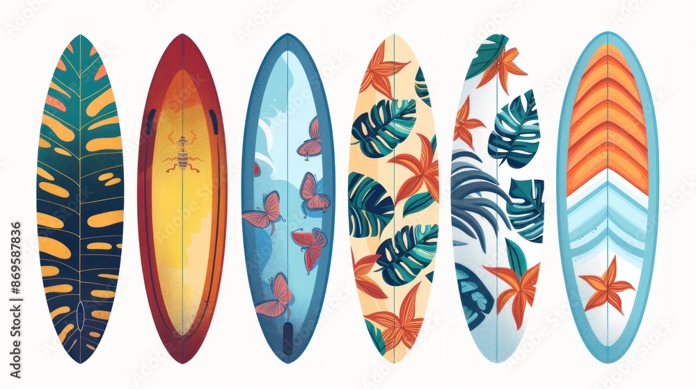 Vector surfboard, set of surfboards arranged in rows. Vector surfboard, set of surfboards arranged in rows.