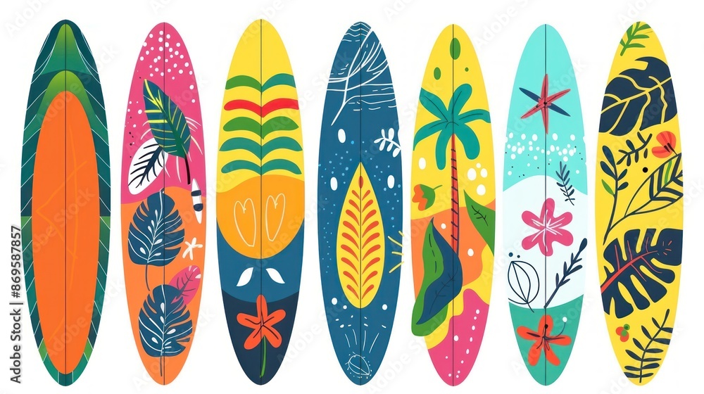 Vector surfboard, set of surfboards arranged in rows. Vector surfboard, set of surfboards arranged in rows.