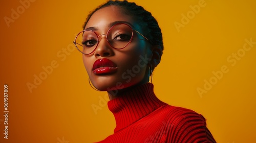 woman in fashion clothes on solid background