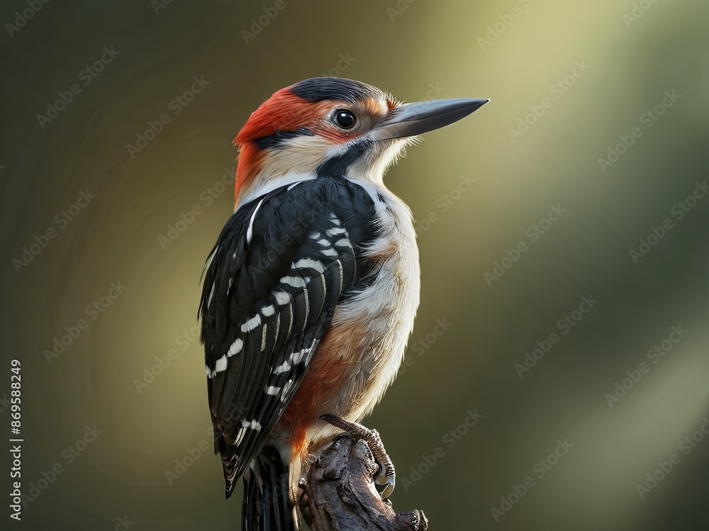 Close-Up of a Great Spotted Woodpecker with Detailed Plumage Close-Up of a Great Spotted Woodpecker with Detailed Plumage