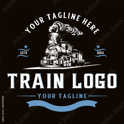 locomotive logo design, vintage train, vector illustration design.