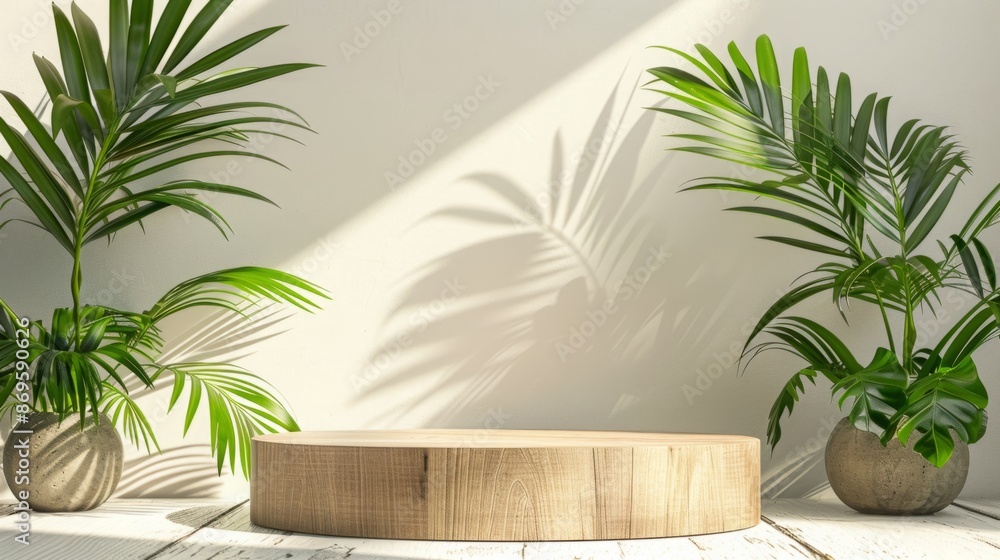 Elegant Wooden Podium with Palm Leaves: A Natural Touch for Your Presentation Space Elegant Wooden Podium with Palm Leaves: A Natural Touch for Your Presentation Space