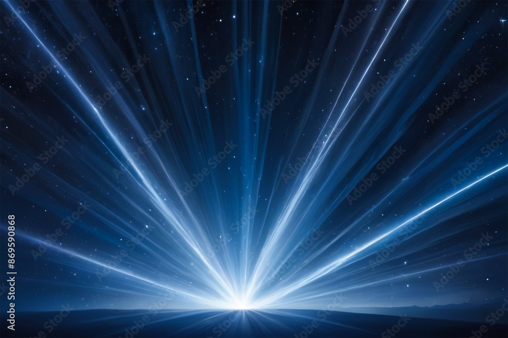 Naklejka premium Ethereal Light Beams in Starry Sky Background for a Mystical and Celestial Theme