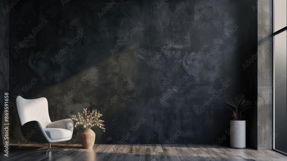 Modern dark home interior background, wall mock up Modern dark home interior background, wall mock up
