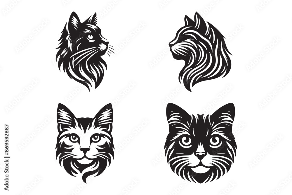 Cat Head silhouette vector illustration Cat Head silhouette vector illustration