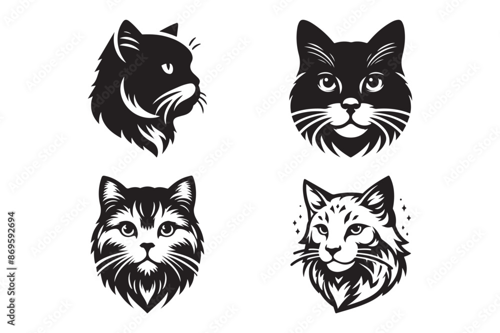 Fototapeta premium Cat Head silhouette vector illustration