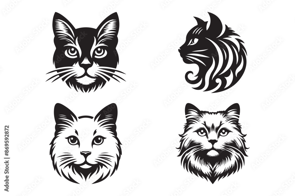 Obraz premium Cat Head silhouette vector illustration
