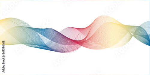 The movement of particles creates wave formations and a gradient pattern of light in this vector illustration depicting modern technology.