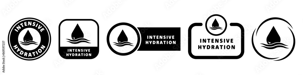 Intensive Hydration - vector signs for skin care product label.