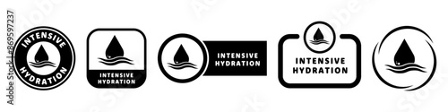 Intensive Hydration - vector signs for skin care product label.