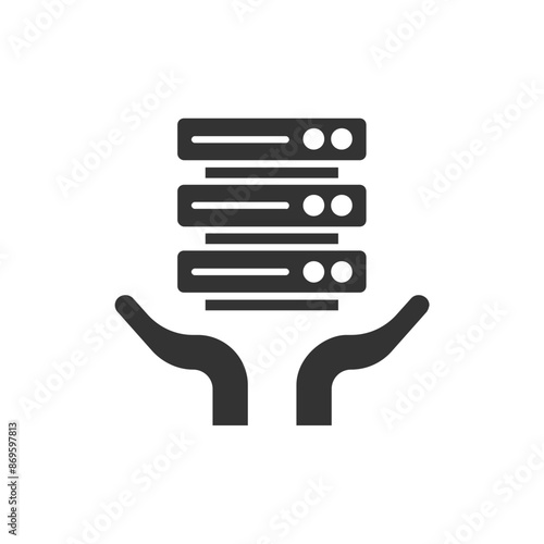 Set of Silhouette web hosting Icons. Vector Illustration isolated on white background.