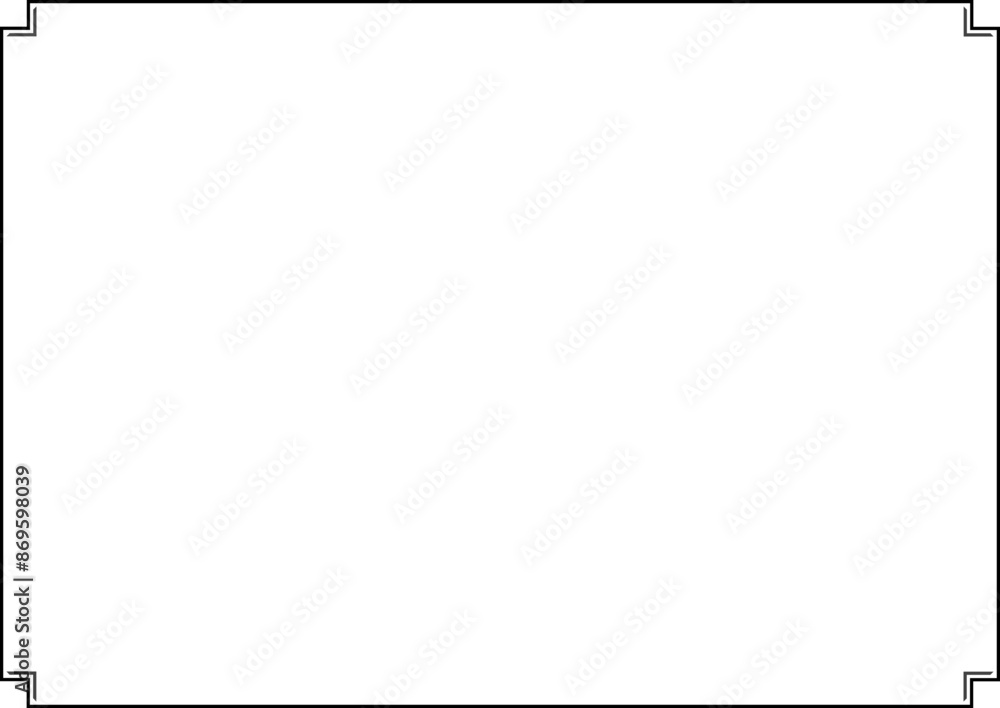 Obraz premium 2 Colored Monoline Square Single strap Doodle Border