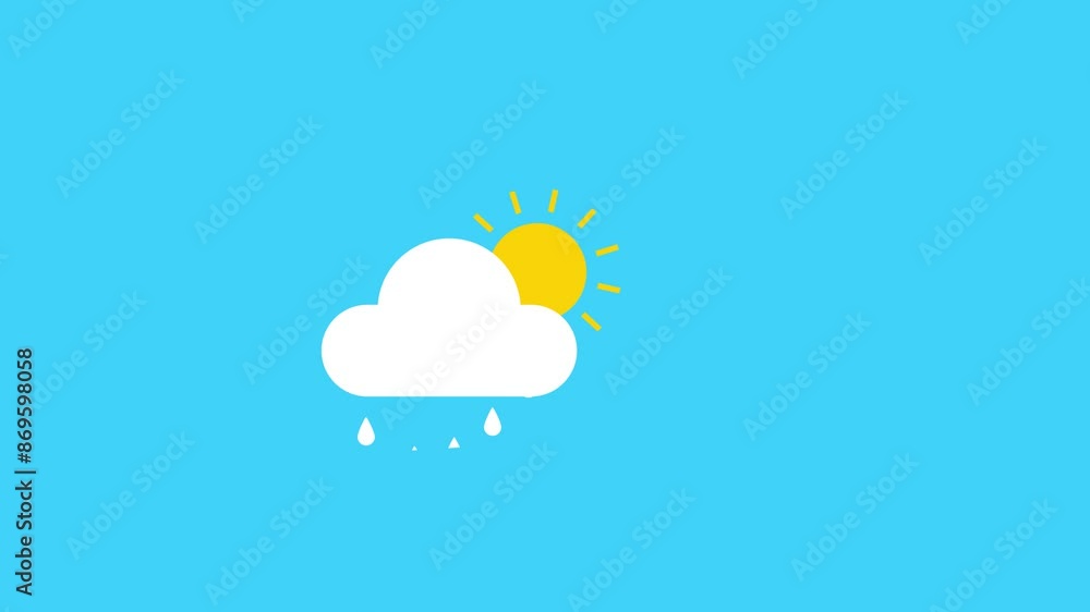 Abstract cloud with sun rotating and rain icon. weather icon concept Abstract cloud with sun rotating and rain icon. weather icon concept