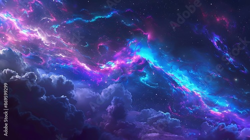 Electric blue and purple splashes on a midnight sky background. © NUSRAT ART