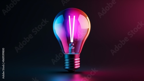 A colorful glowing idea bulb lamp, vibrant visualization of brainstorming, bright idea and creative thinking