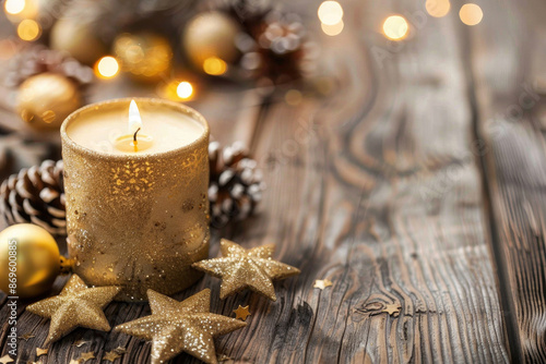 Gold Christmas Candle with ...