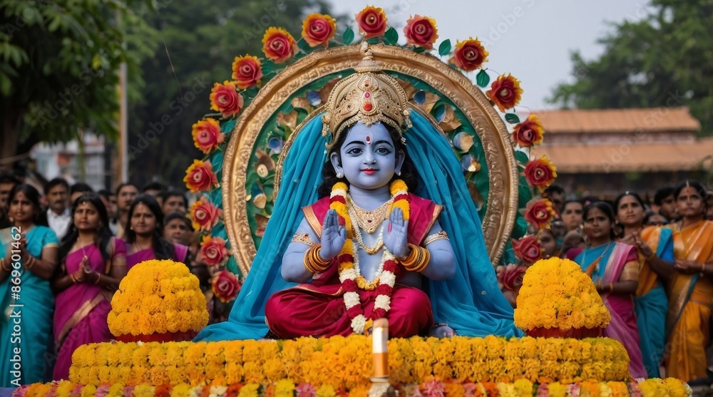 Obraz premium Greeting of krishna janmashtami festival