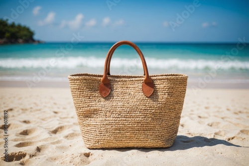 Summer Vacation - Accessories In Bag In Tropical Beach With Defocused Ocean