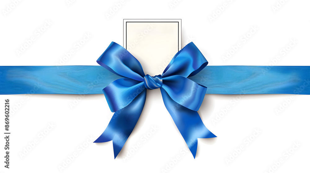 Decorative horizontal blue ribbon with bow and sale tag for cyber Monday sale design. Vector decoration and label isolated on white background design Decorative horizontal blue ribbon with bow and sale tag for cyber Monday sale design. Vector decoration and label isolated on white background design