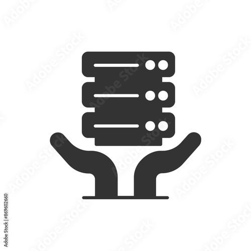 Set of Silhouette web hosting Icons. Vector Illustration isolated on white background.