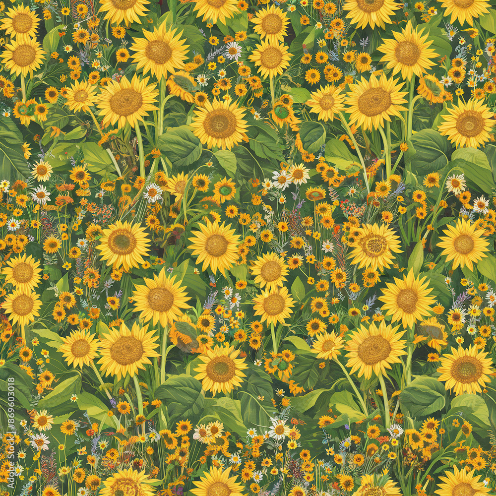 seamless pattern with sunflowers seamless pattern with sunflowers