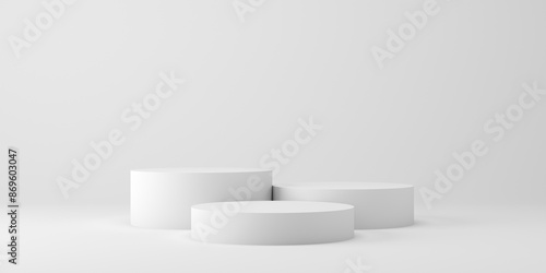 3D minimal background. 3d podium and white background for cosmetics, product presentation. 3d rendering illustration.