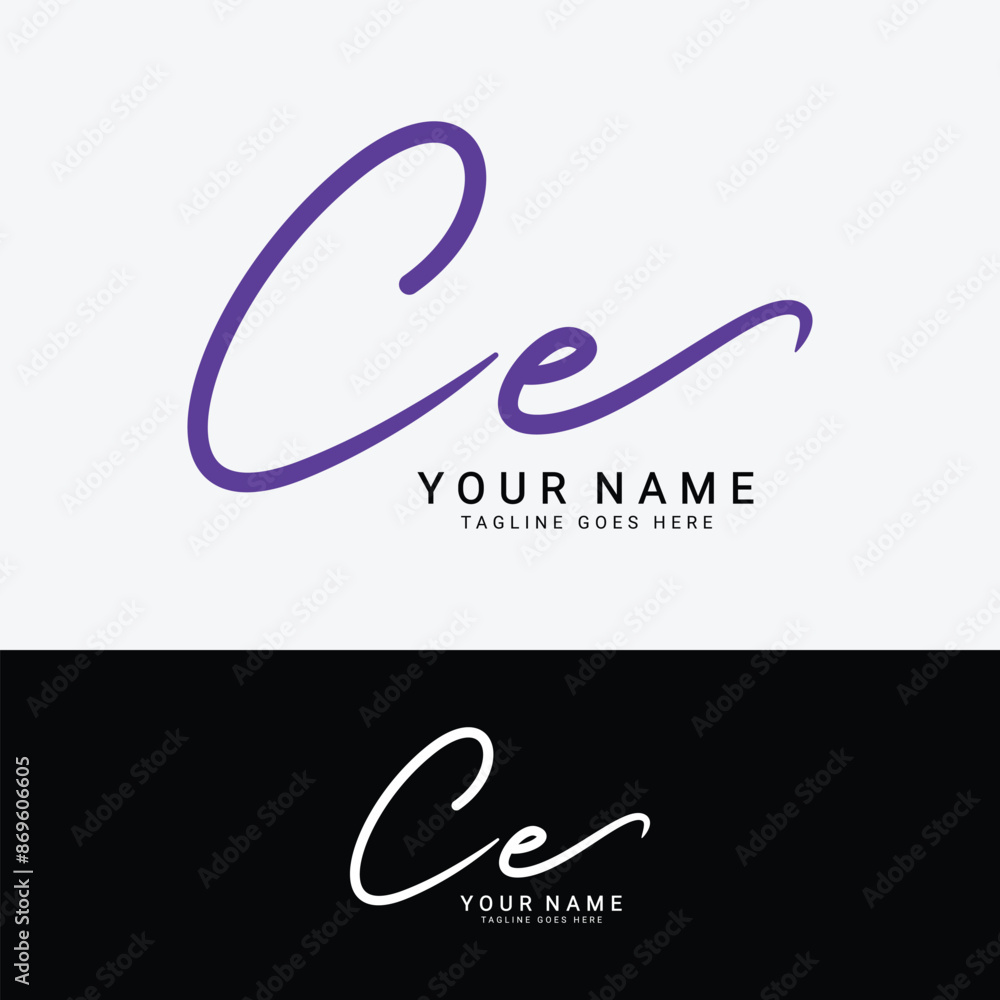 Fototapeta premium C, E, CE Initial letter logo. Alphabet CE Handwritten Signature logo